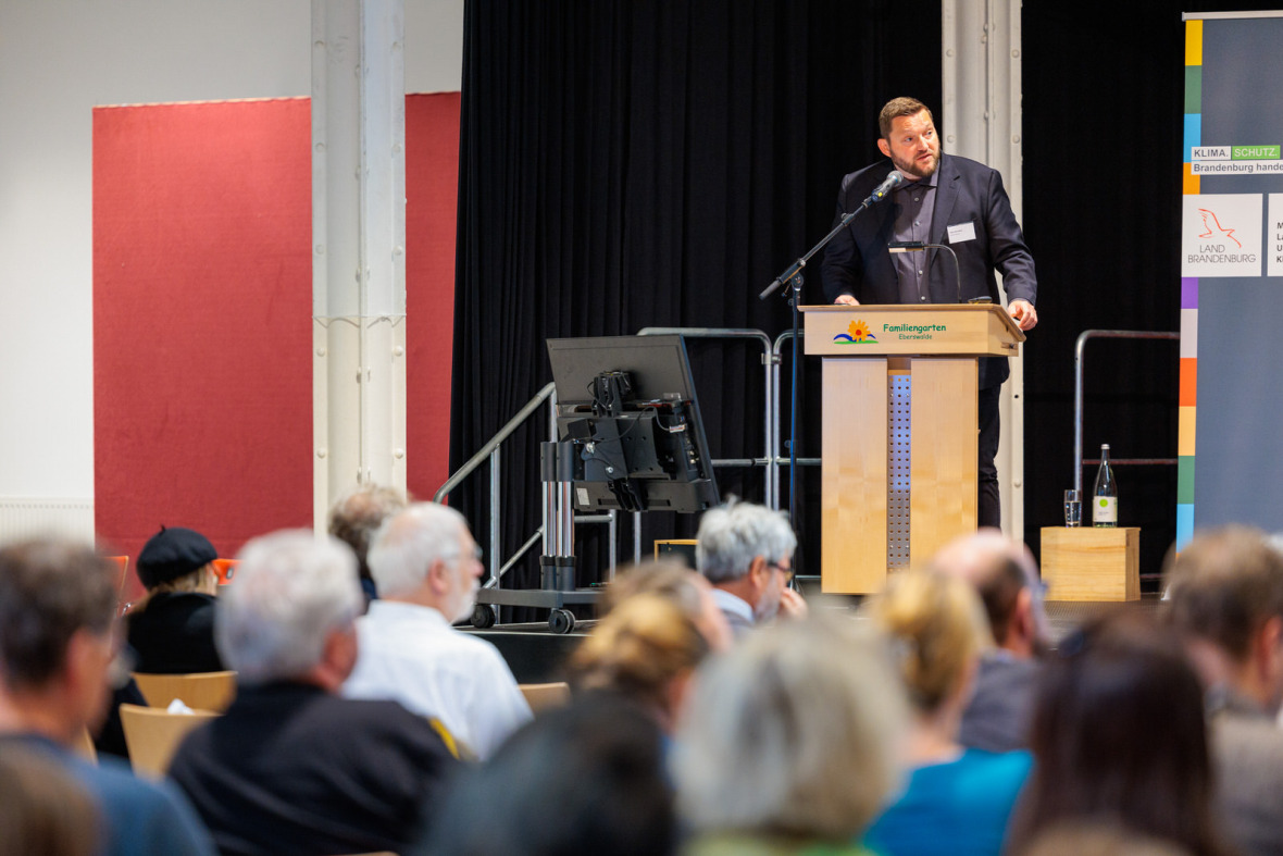 Bürgermeister Götz Herrmann berichtete über Nachhaltigkeitsmaßnahmen der Stadt Eberswalde.